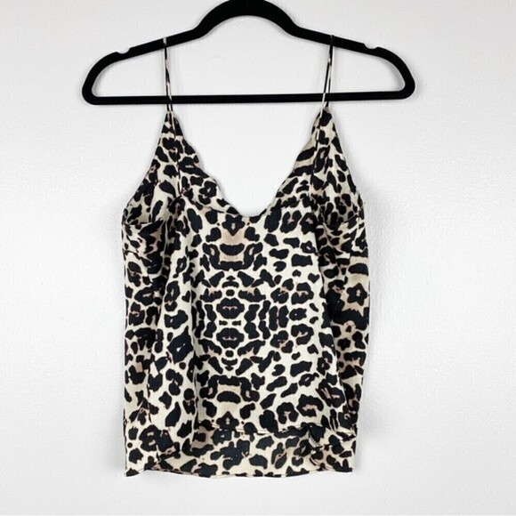 Topshop V-Neck Leopard Print Lightweight Scalloped Cami Tank Size 2 - Picture 6 of 9